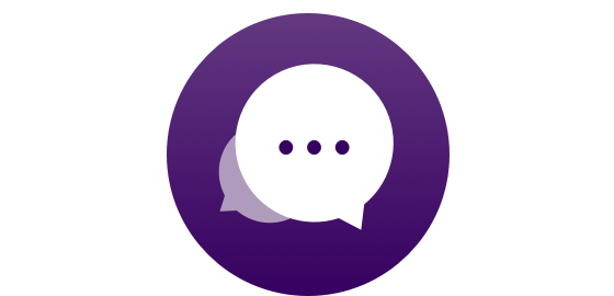 Graphic icon of an incoming text or chat message resembling conversation.
