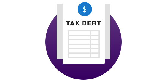Graphic icon of tax debt forms.