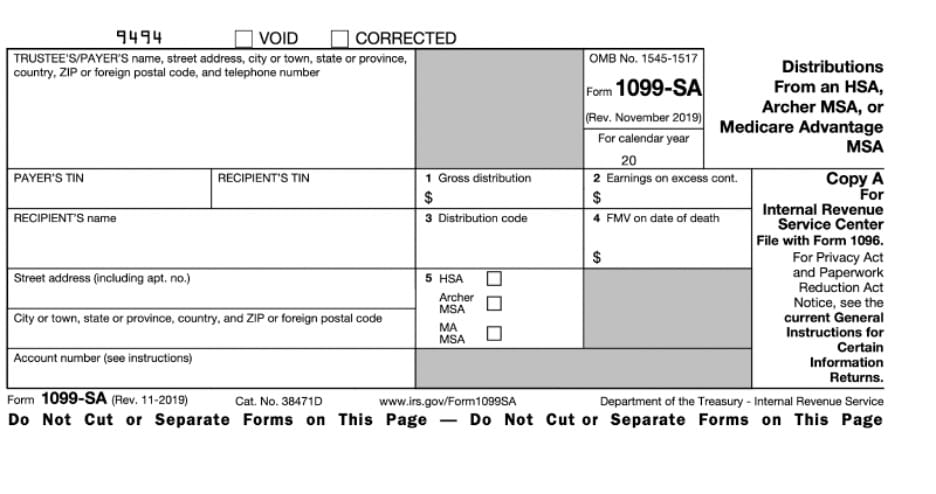  IRS Form 1099-SA