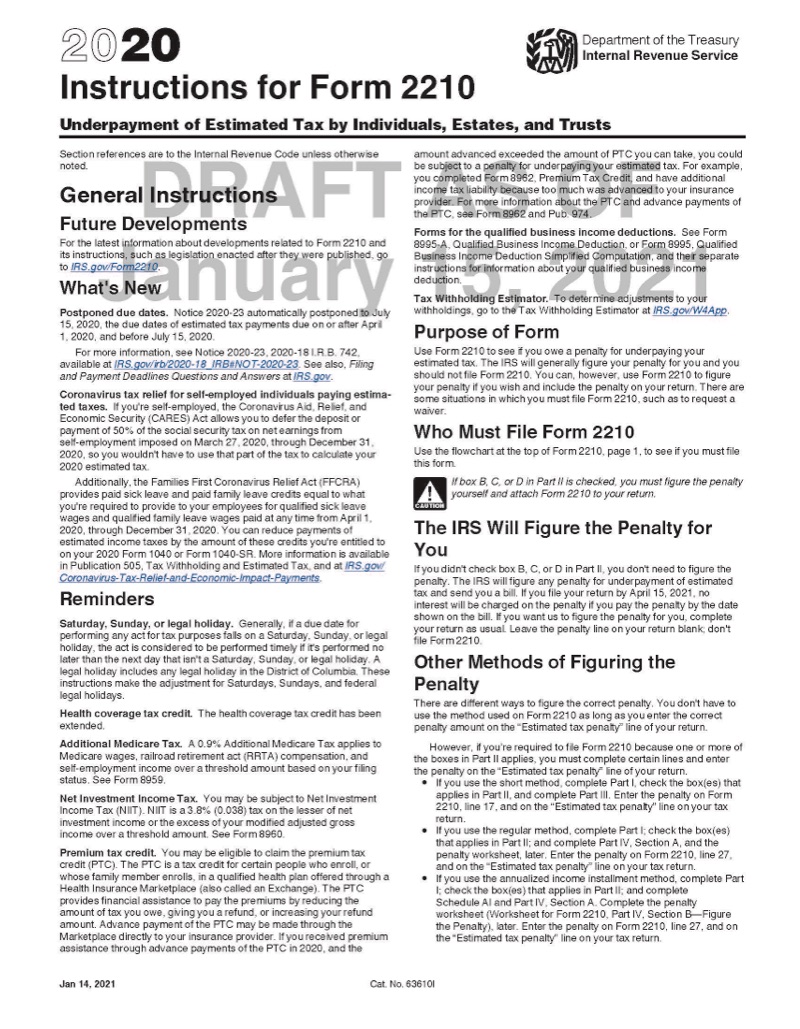 Form 2210 Underpayment Of Estimated Tax Jackson Hewitt