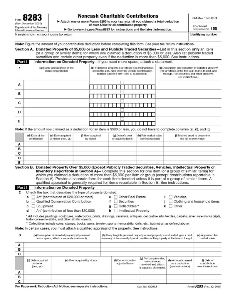 Form 8283 Irs Tax Forms Jackson Hewitt