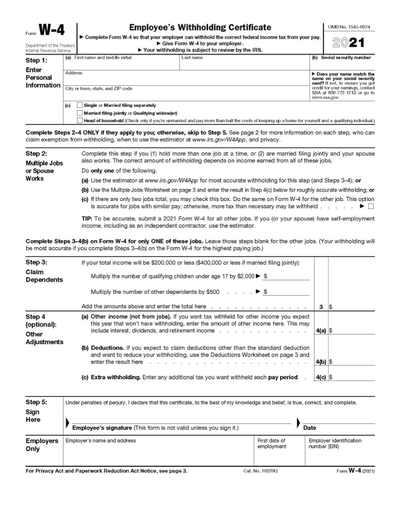 Irs Form W4v 2023 Printable Forms Free Online